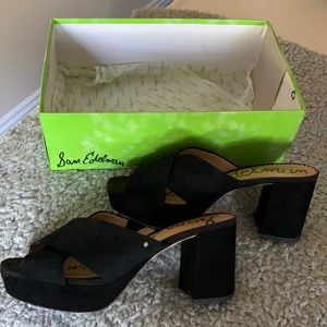 Sam Edelman black suede platform mule pump